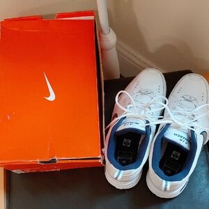 Nike White and Blue Sneakers Wide